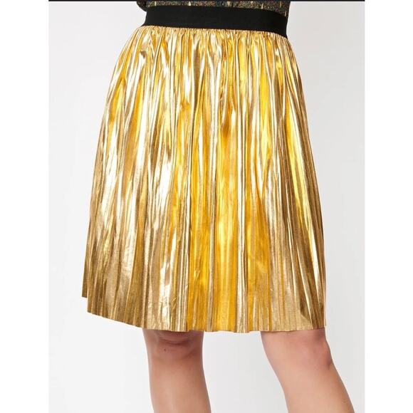 Smak Parlour Unique Vintage Gold Day Tripper Flare Mini Skirt S NWOT - Picture 1 of 5